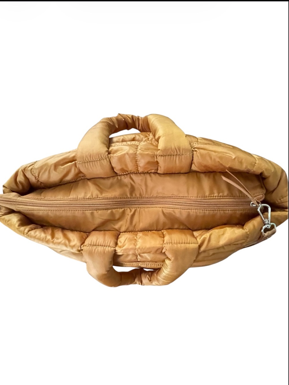 Isaac Mizrahi Quilted Puffer Shoulder & Crossbody Travel Bag in Tan - Picture 5 of 16